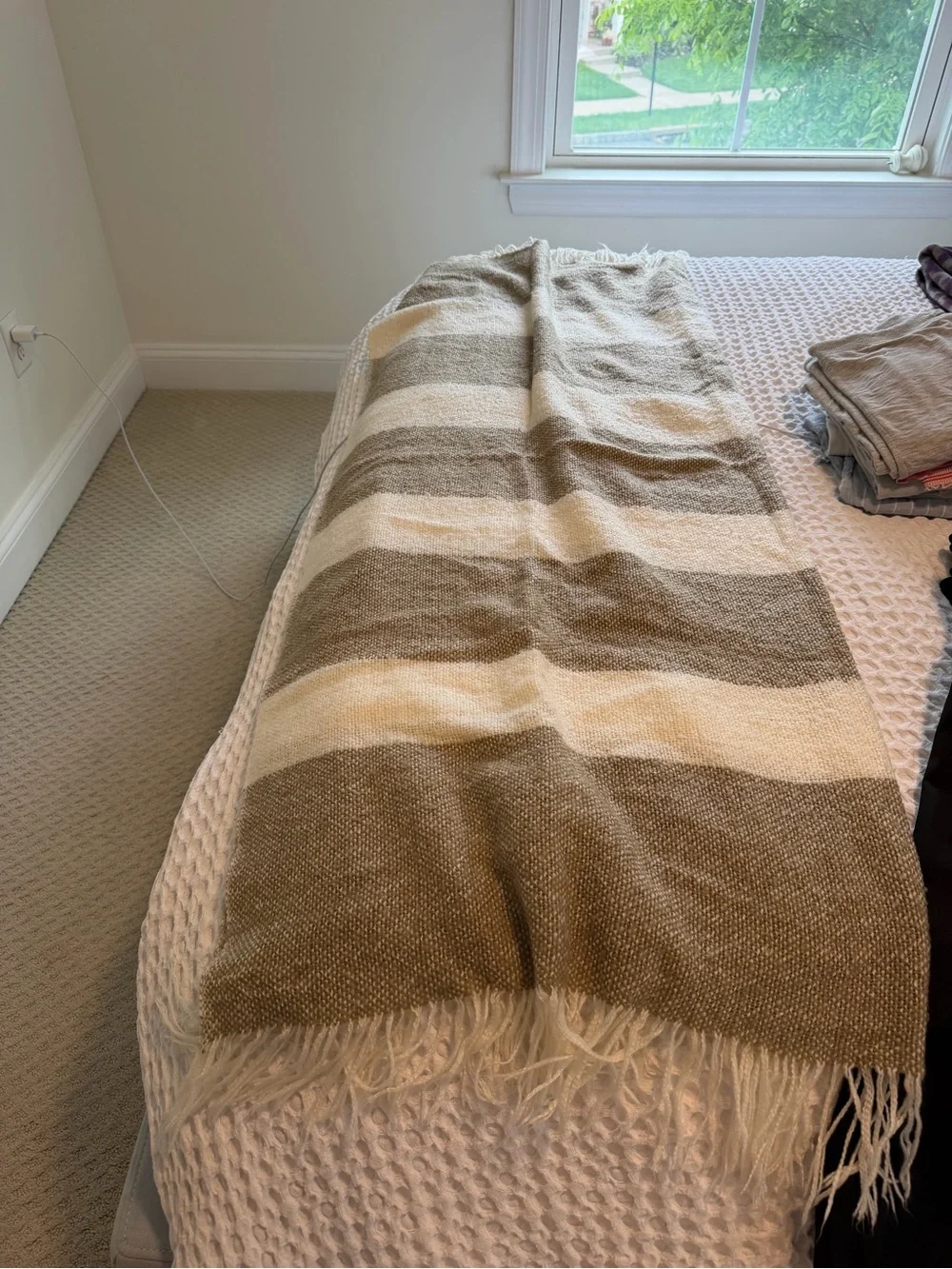 Neutral Striped West Elm Throw Blanket